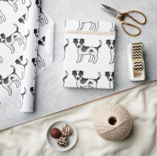 Black And White Danish-Swedish Farmdog Pattern Wrapping Paper