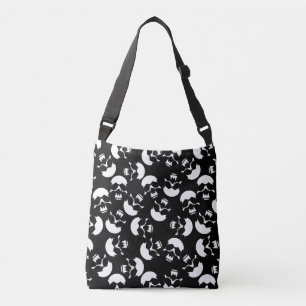 Black and White Dark Aesthetic Skull Pattern Crossbody Bag