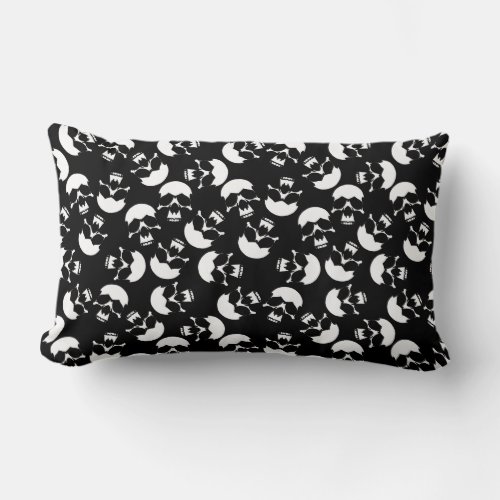 Black and White Dark Aesthetic Skull Pattern Lumbar Pillow