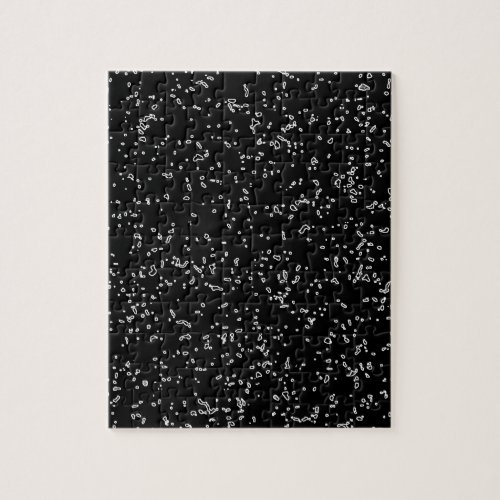 Black And White Dark Fractal Art Patterns Modern Jigsaw Puzzle