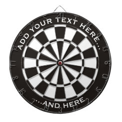 Black and White Dartboard with Custom Text