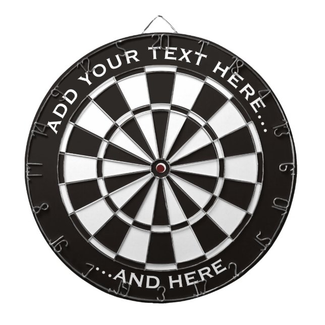 Black and White Dartboard with custom text (Front)