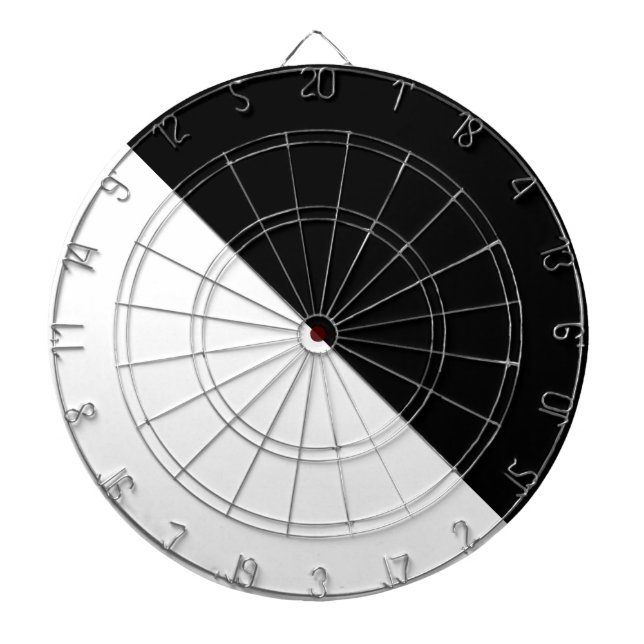 Black and White Dartboard With Darts (Front)