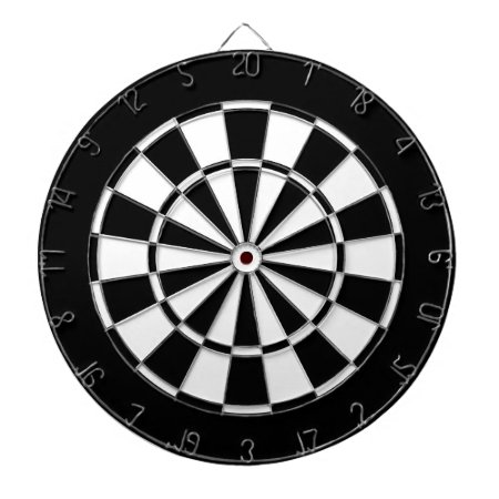 Black And White Dartboard With Darts