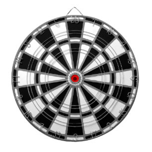 Black and White Dartboard With Darts