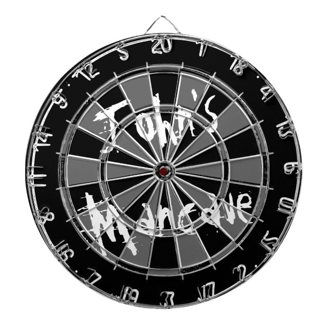 Black and white dartboard with funny quote for men (Front)