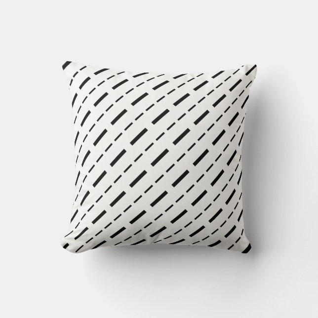 Black And White Dashes Lines Throw Pillow (Front)