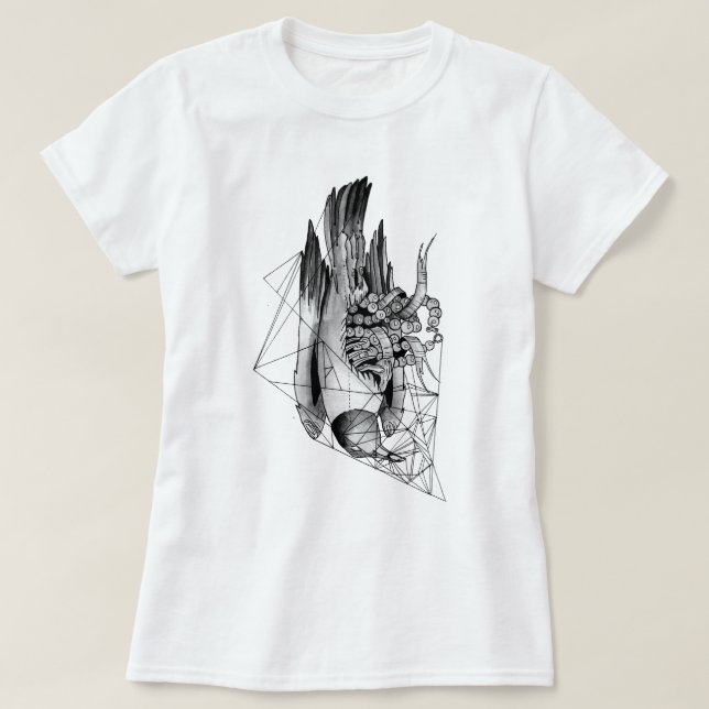 Black and White Dead Bird T-Shirt (Design Front)