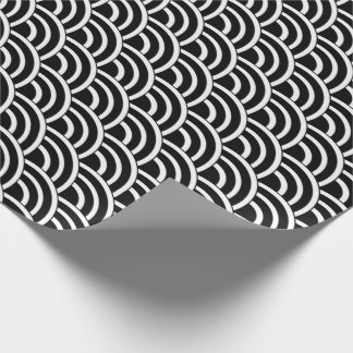 Black and white deco small fan shells wrapping paper