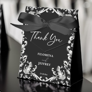 Black and white decor elegant wedding favor boxes