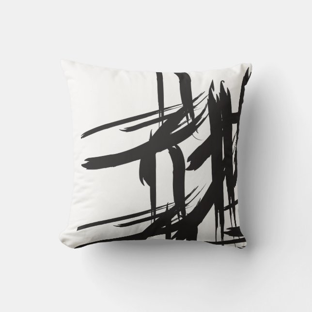 Black and white, decorative, abstract throw pillow (Front)