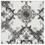 Black and White Decorative Damask Pattern Fabric