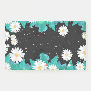 Black and white decorative floral border template post-it notes