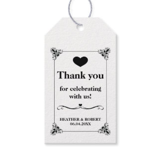 Black And White Decorative Frame Wedding Thank You Gift Tags