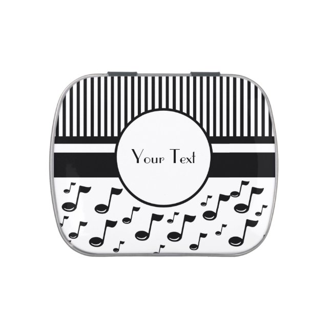 Black and White Decorative Jelly Belly Candy Tin (Top)