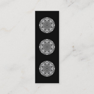 Black and White Decorative Round Pattern. Mini Business Card