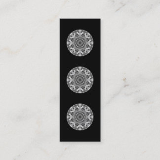 Black and White Decorative Round Pattern. Mini Business Card