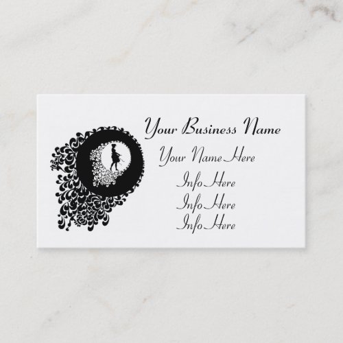 Black And White Decorative Silhouette Girl Business Card Templates