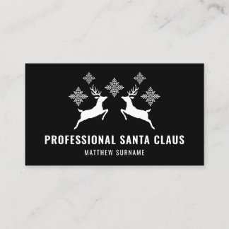 Black And White Deer And Snowflakes Santa Claus Business Card