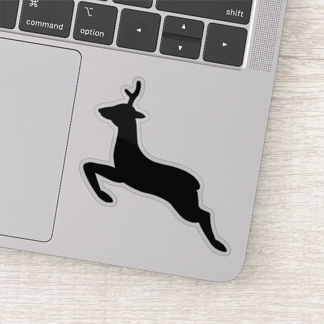 Black and White Deer Leaping Silhouette Sticker (Detail)