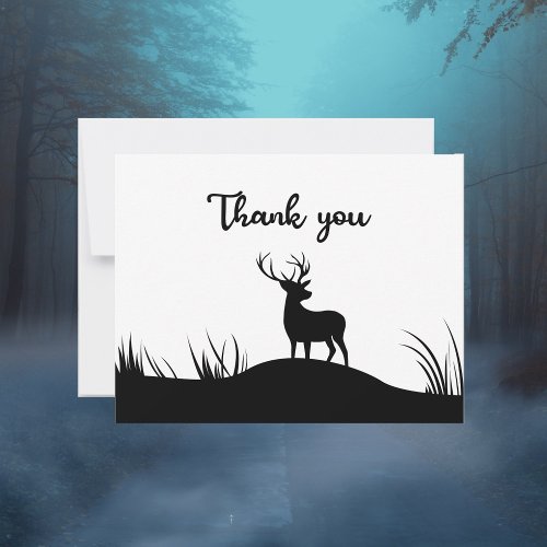 Black And White Deer Minimalist Memorial Funeral Thank You Card