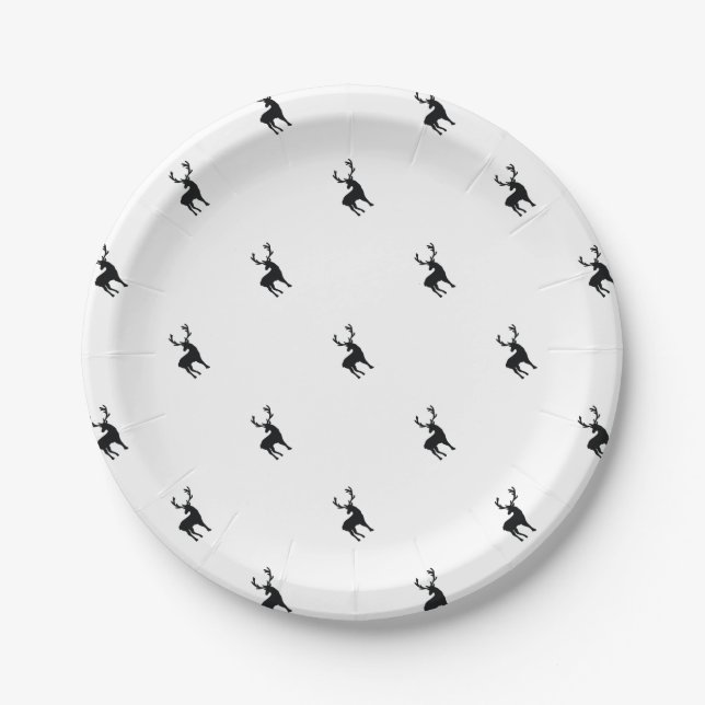 Black and white deer paper plates (Front)