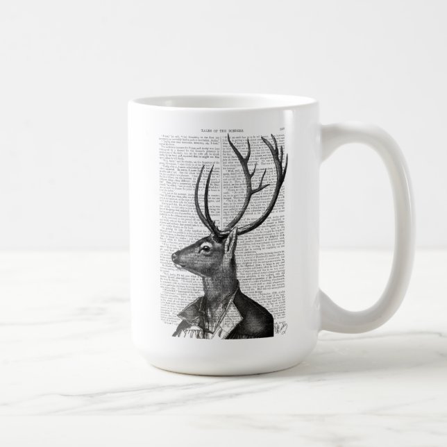 Black and White Deer Portrait Coffee Mug (Right)