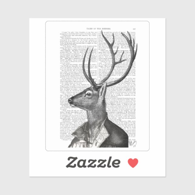 Black and White Deer Portrait Sticker (Sheet)