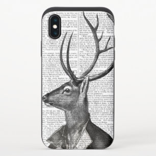Black and White Deer Portrait iPhone X Slider Case