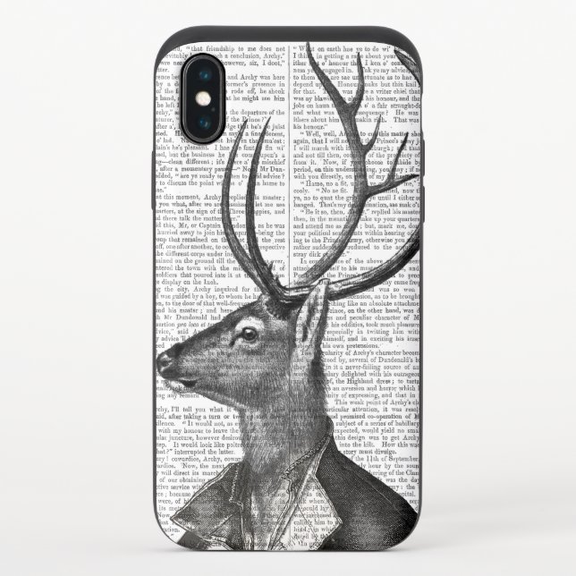 Black and White Deer Portrait Uncommon iPhone Case (Back)