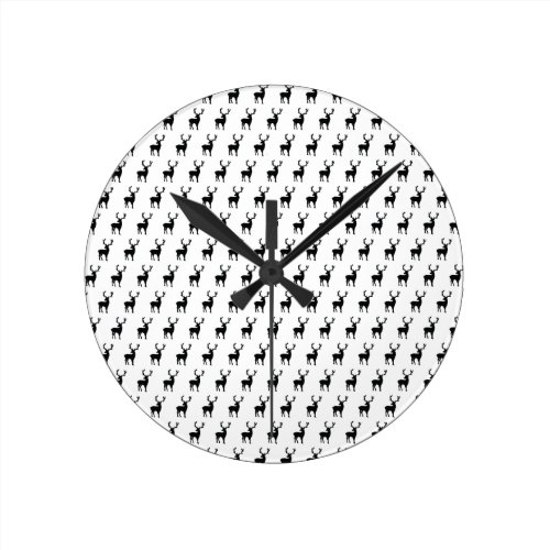 Black and white deer round clock