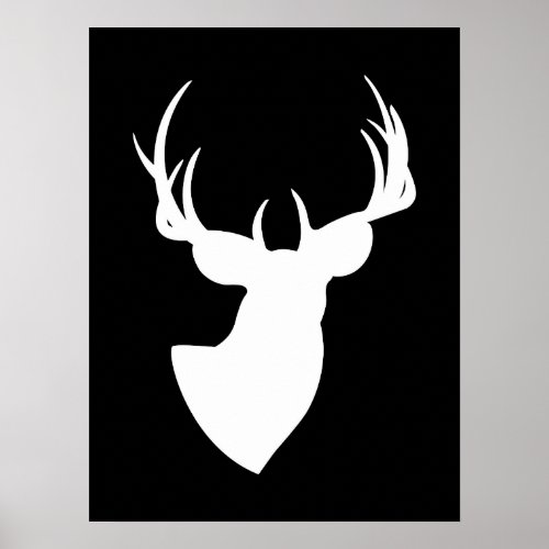 Black and White Deer Silhouette Poster