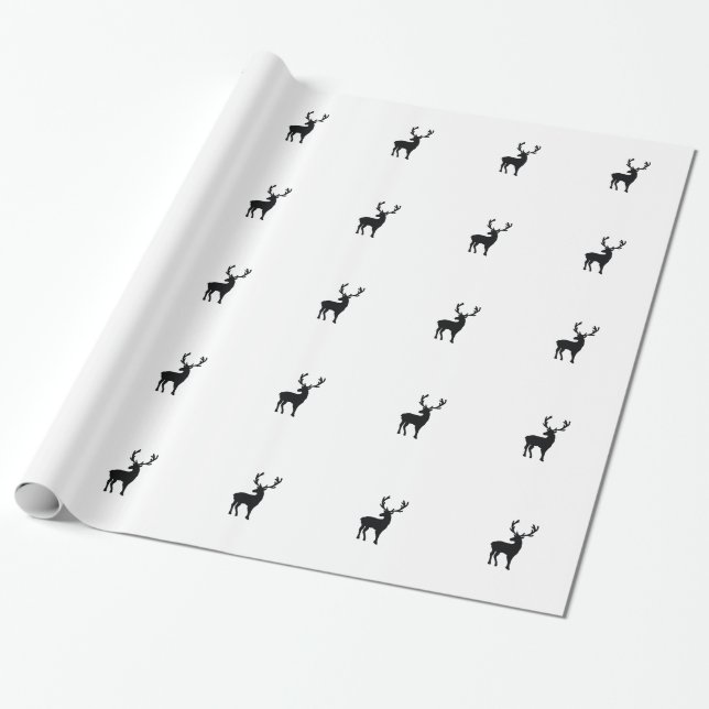 Black and white deer wrapping paper (Unrolled)