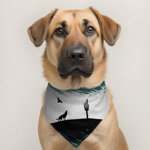 Black and White Desert Dog Mountains Pet Bandana Collar