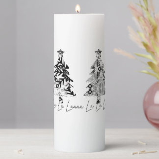 black and white design christmas trees pillar candle