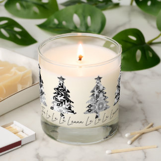 black and white design christmas trees scented candle