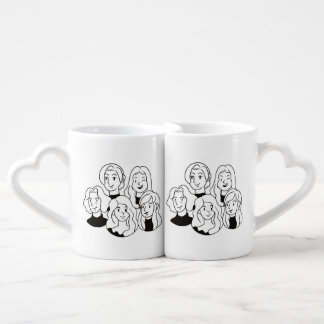 Black And White Design On Family Faces Coffee Mug Set