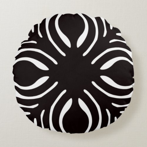 Black and white designed decor round pillow