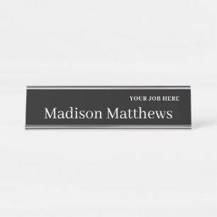 Black and White Desk Name Plate