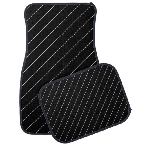 Black and White Diagonal lines  Car Floor Mat