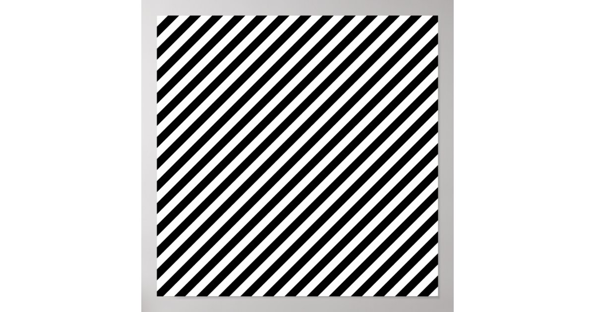 Black and White Diagonal Stripes 12x12 Poster | Zazzle