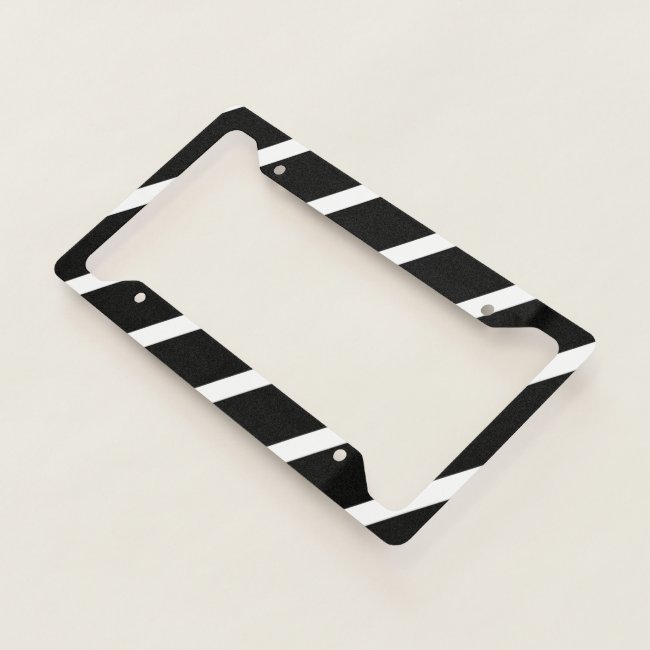 Black and White Diagonal Stripes License Plate Frame