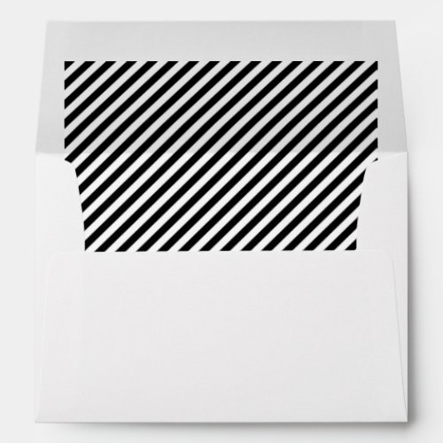 Black and White Diagonal Stripes Lined Envelope