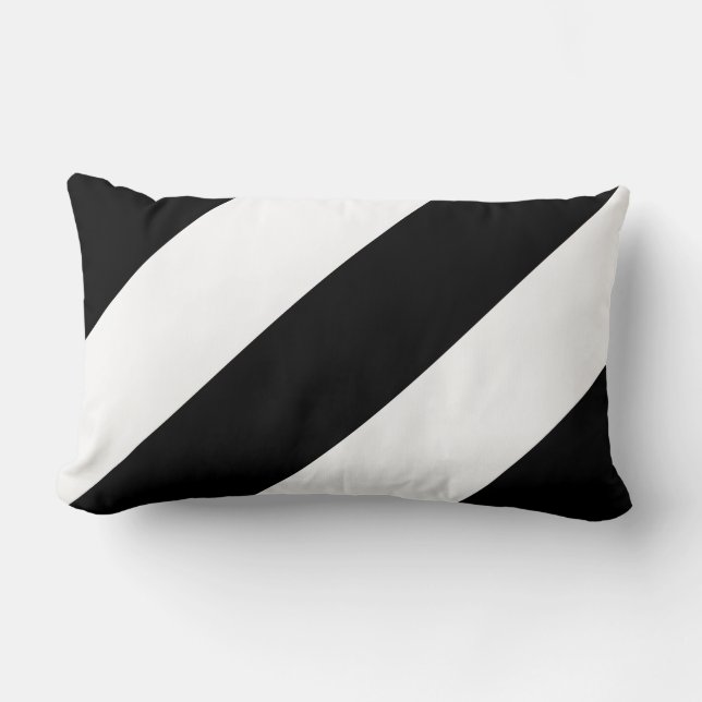 Black and White Diagonal Stripes Lumbar Pillow (Front)