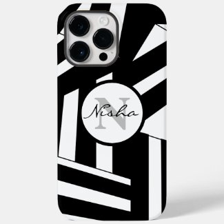 Black and White Diagonal Stripes Monogram