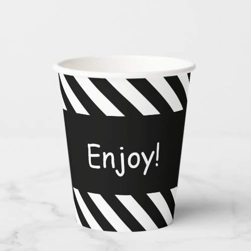 Black and White Diagonal Stripes  Paper Cups