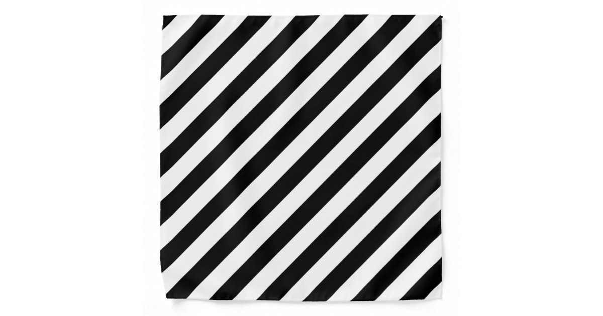 Black And White Diagonal Stripes Pattern Bandana | Zazzle