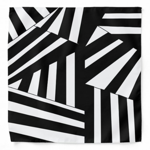 Black and White Diagonal Stripes Pattern Bandana