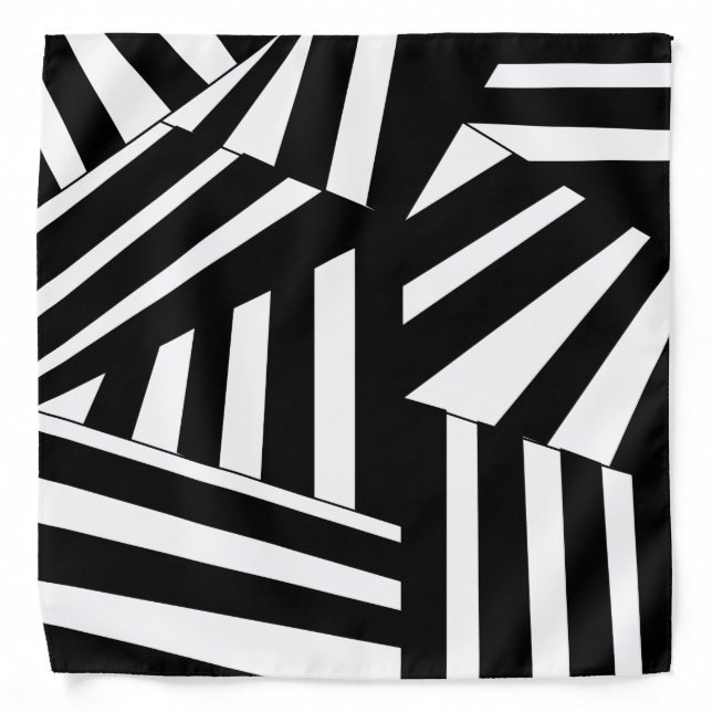 Black and White Diagonal Stripes Pattern Bandana (Front)