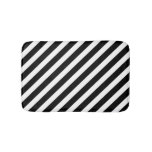 black and white diagonal stripes pattern bath mat